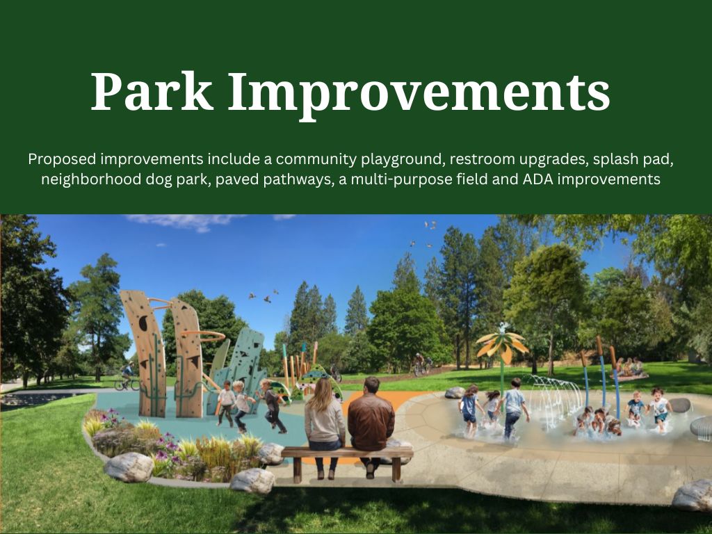 Photo of predicted Minnehaha Park Updates with text that says "Park Improvements".